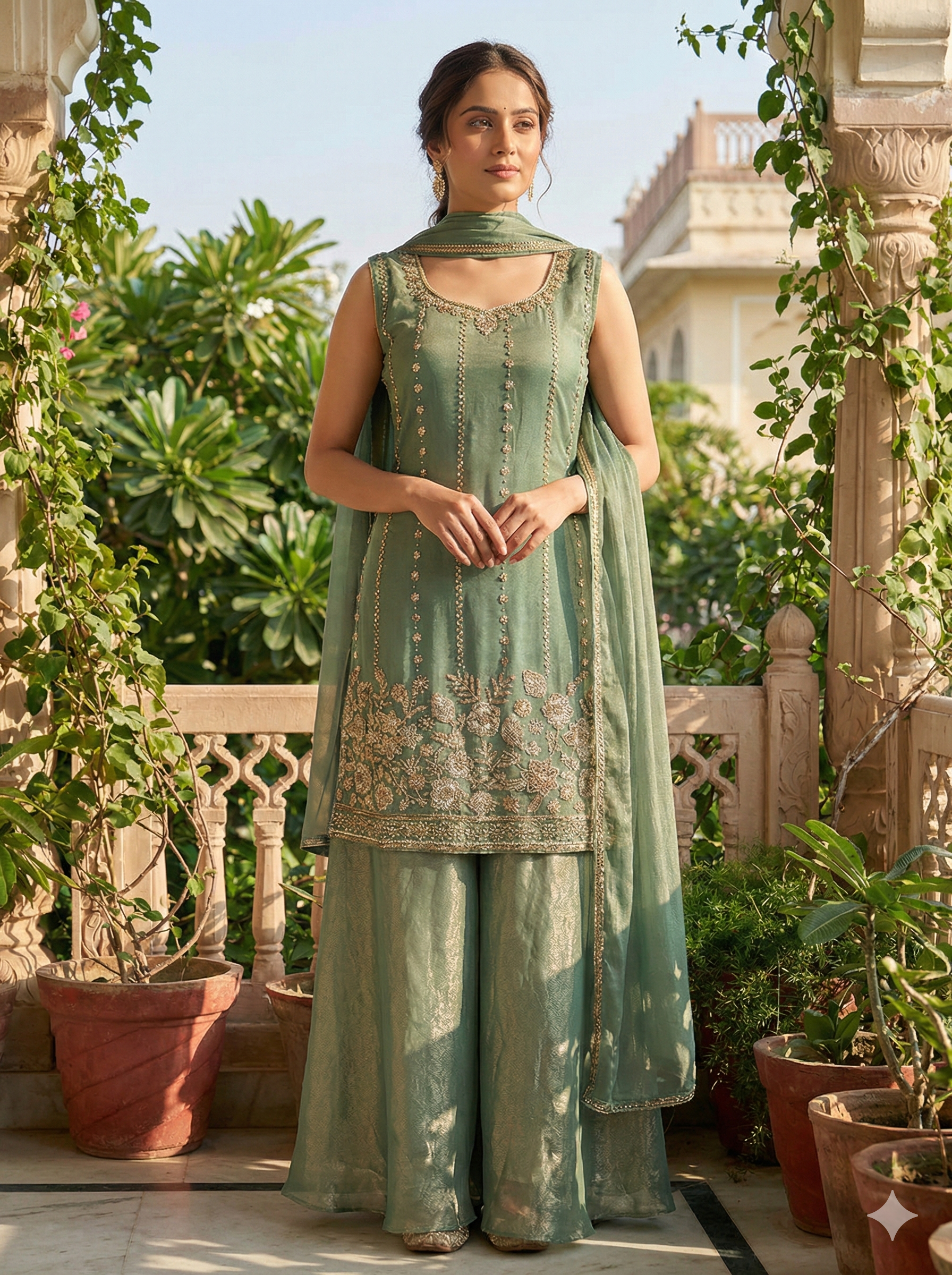 Fendi silk plazo suit